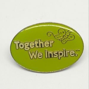 Together We Inspire Green Enamel Oval Lapel Hat Pin With Butterfly Inspirational